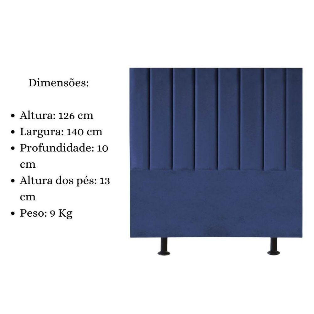 Cabeceira Estofada Cama Box Casal 140 Cm Maria Suede Azul Marinho - 5