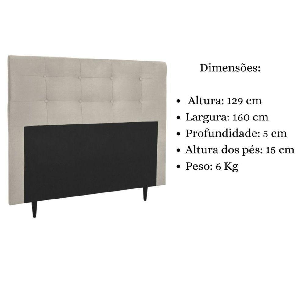 Cabeceira Estofada Cama Box Queen 160 Cm Lorena Suede Suede Bege - 6