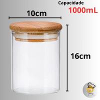 Pote De Vidro Hermético 1000ml 2 Unidade Tampa Bambu Vedação - 5
