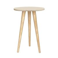 Mesa De Canto Theo Areia Fosco Com Pés Madeira Natural - Reller Móveis - 1