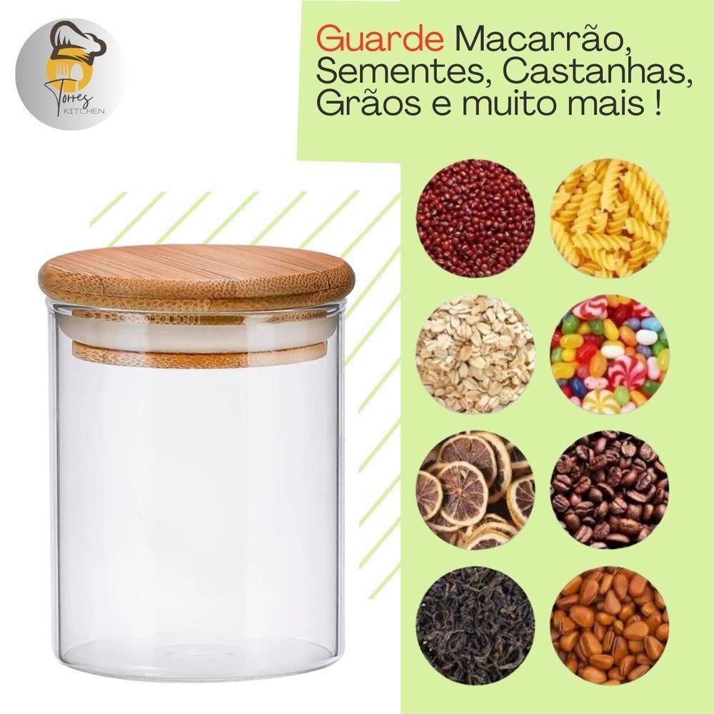 Pote Hermético De Vidro 1000ml Com 2 Unidades E Tampa De Bambu Premium - 2