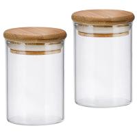 Pote Hermético De Vidro 1000ml Com 2 Unidades E Tampa De Bambu Premium - 1