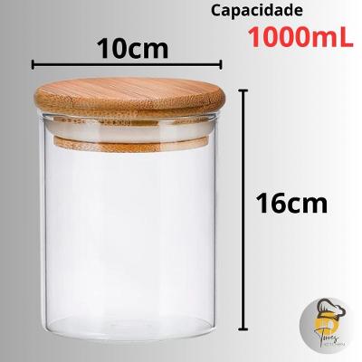 Pote De Vidro 1000ml Hermético Com 2 Unidades Ideal Para Mantimentos