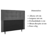 Cabeceira Estofada Cama Box Queen 160 Cm Lorena Suede Suede Cinza - 6