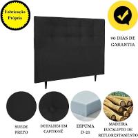 Cabeceira Estofada Cama Box Queen 160 Cm Milão Suede Suede Preto