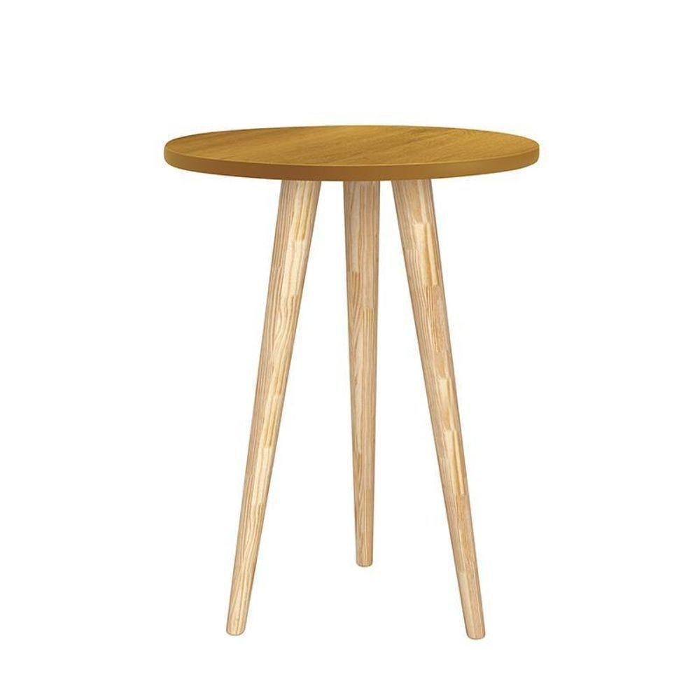 Mesa De Canto Theo Savana Com Pés Madeira Natural - Reller Móveis - 1
