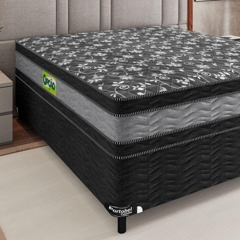 Cama Box Casal (box+ Colchão) De Espuma D33 Double Face 138x188x72cm Portobel Cinza Com Preto - 3