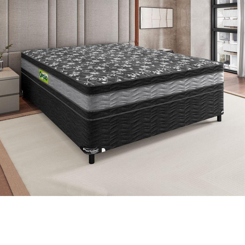 Cama Box Casal (box+ Colchão) De Espuma D33 Double Face 138x188x72cm Portobel Cinza Com Preto - 4