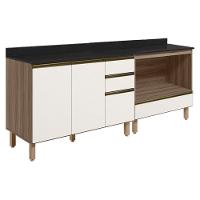 Balcao Com Tampo E Balcao Forno Mdf Kali Nicioli Carvalho Toq Off White Cetim - 1