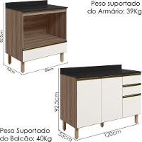 Balcao Com Tampo E Balcao Forno Mdf Kali Nicioli Carvalho Toq Off White Cetim - 3