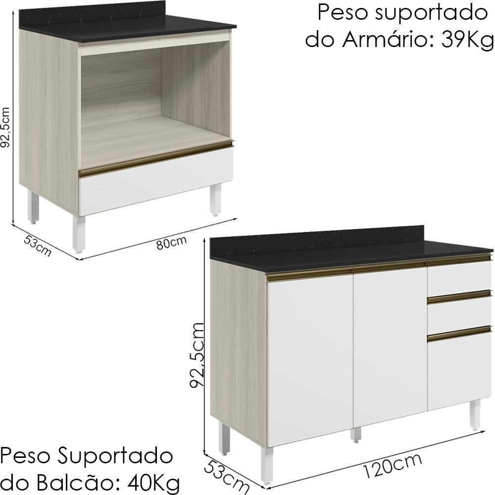 Balcao Com Tampo E Balcao Forno Mdf Kali Nicioli Bianco Toq Branco Uv - 8