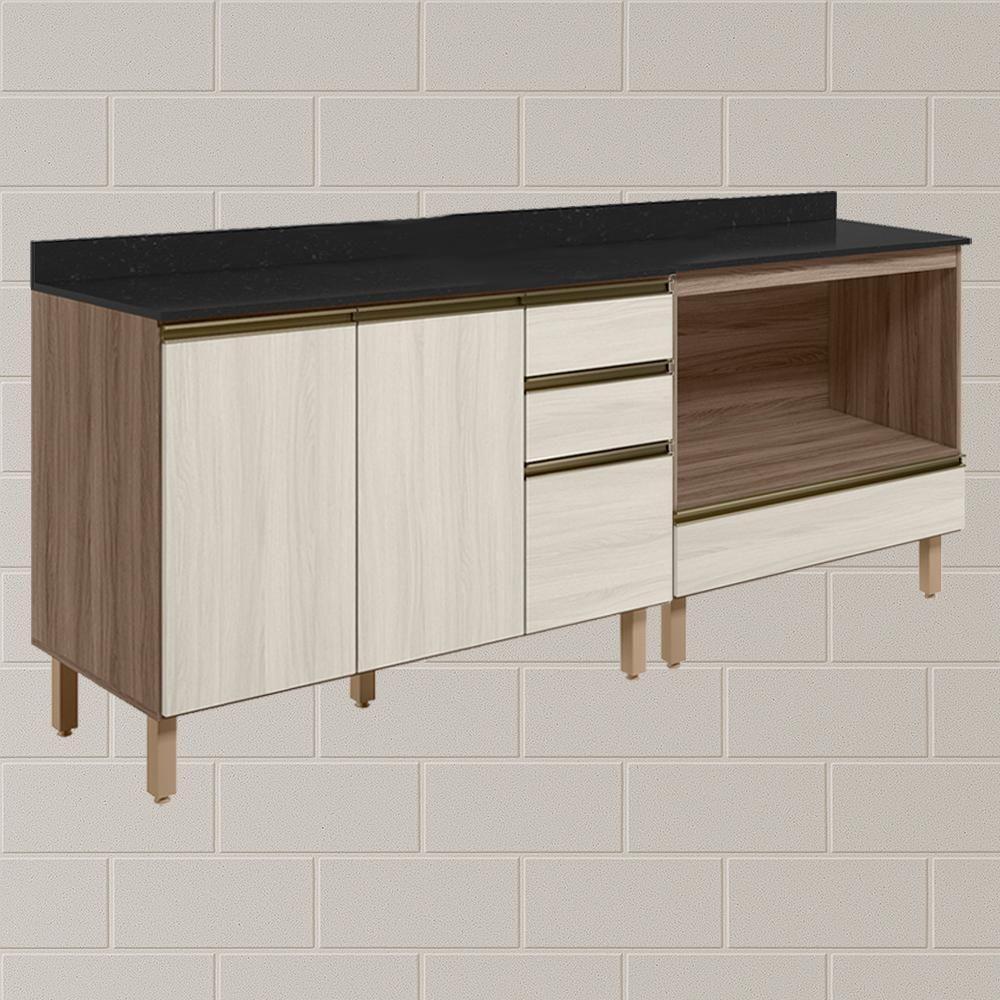 Balcao Com Tampo E Balcao Forno Mdf Kali Nicioli Carvalho Toq Bianco Toq - 5