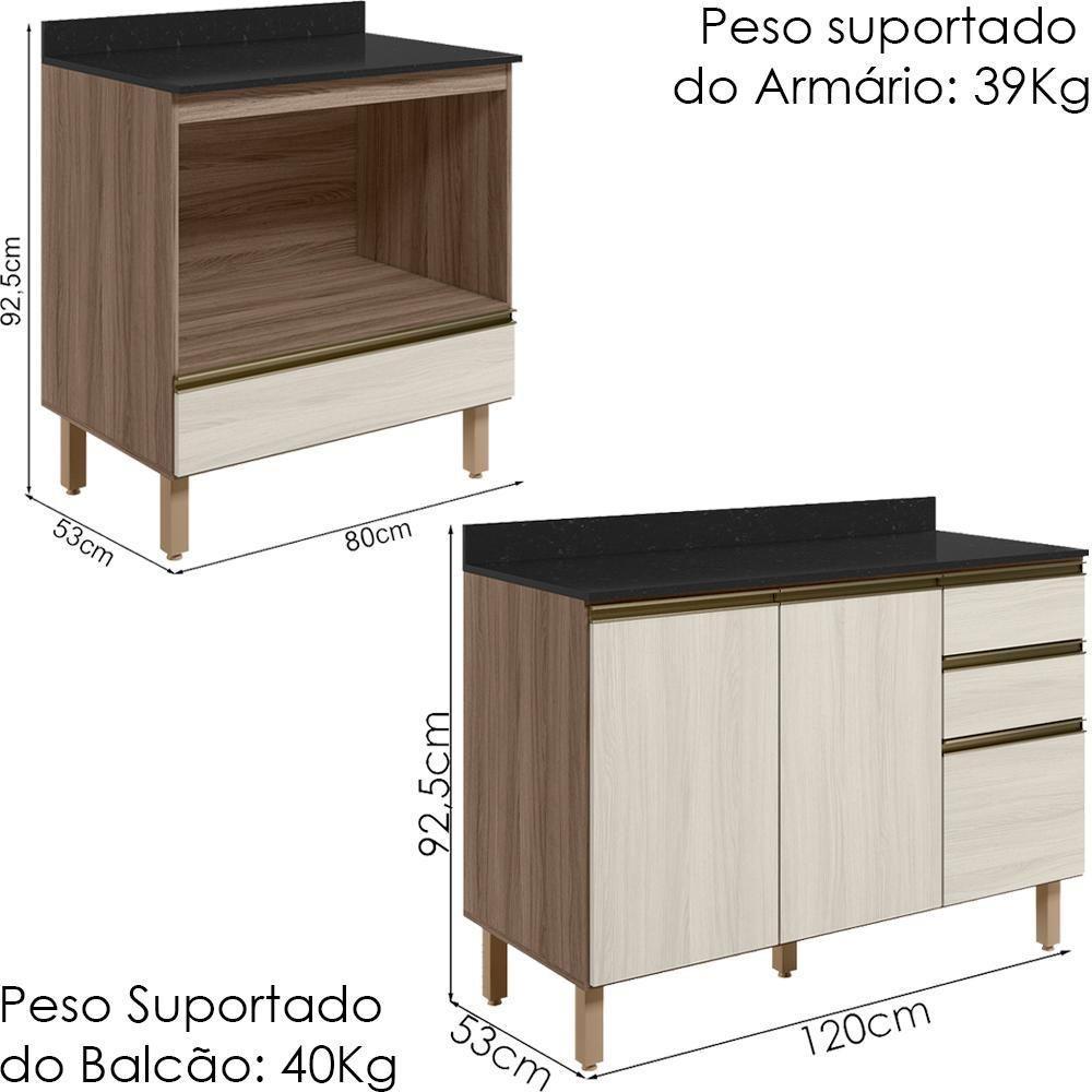 Balcao Com Tampo E Balcao Forno Mdf Kali Nicioli Carvalho Toq Bianco Toq - 6