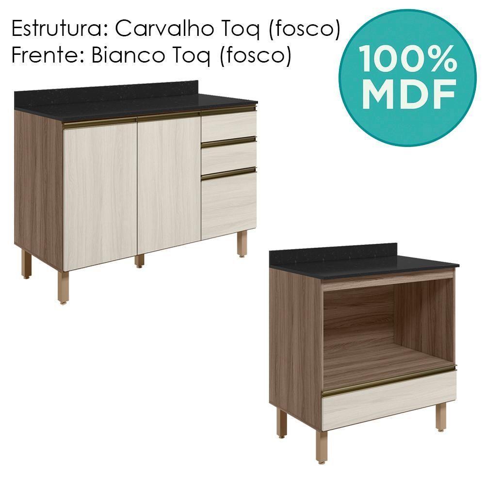 Balcao Com Tampo E Balcao Forno Mdf Kali Nicioli Carvalho Toq Bianco Toq - 8