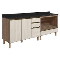 Balcao Com Tampo E Balcao Forno Mdf Kali Nicioli Carvalho Toq Bianco Toq - 1