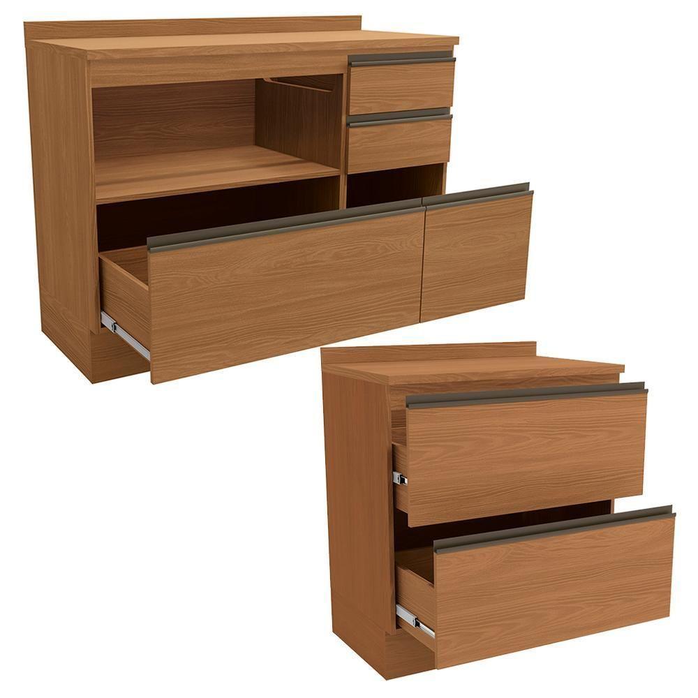 Balcao Com Tampo 120 Cm E Balcao Com Tampo 80 Cm Maxxi Kappesberg Canela - 5