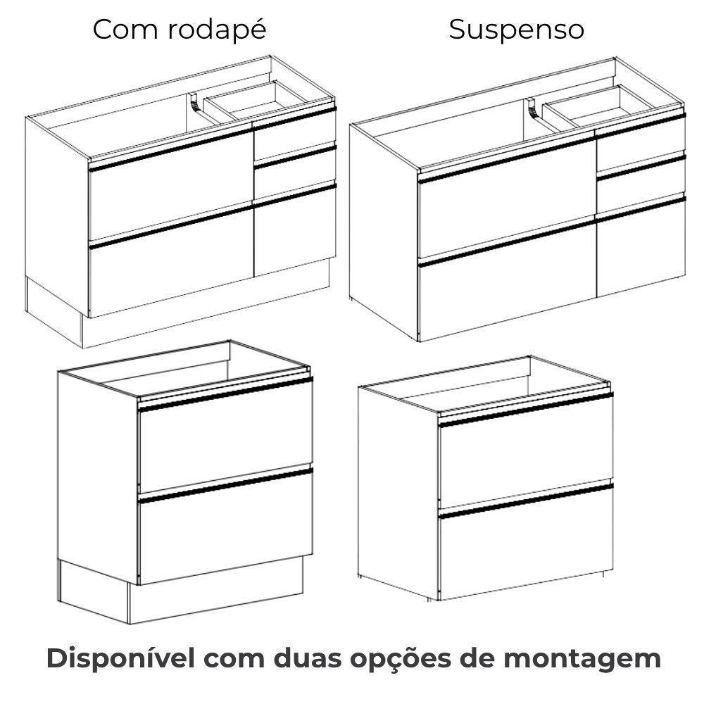 Balcao Com Tampo 120 Cm E Balcao Com Tampo 80 Cm Maxxi Kappesberg Canela - 6