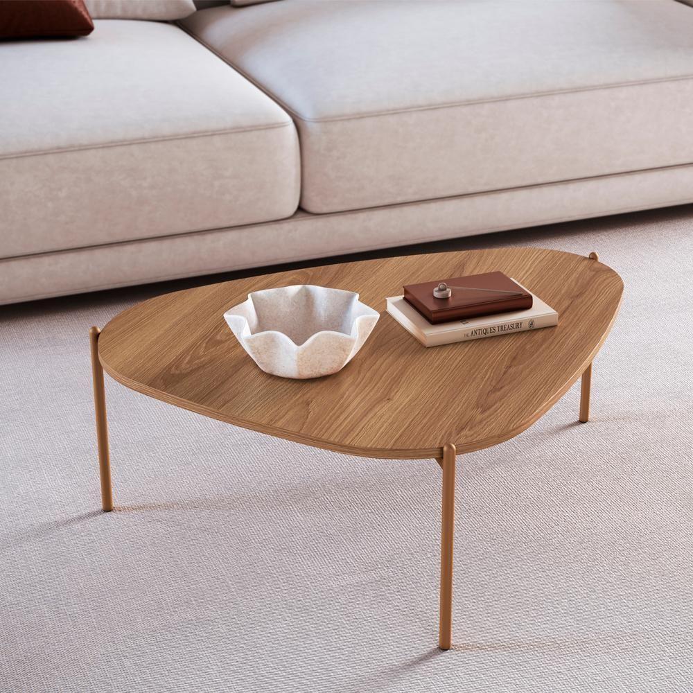 Mesa De Centro Organica Pe Metal Dourado Hanover 28015 Artesano - 4