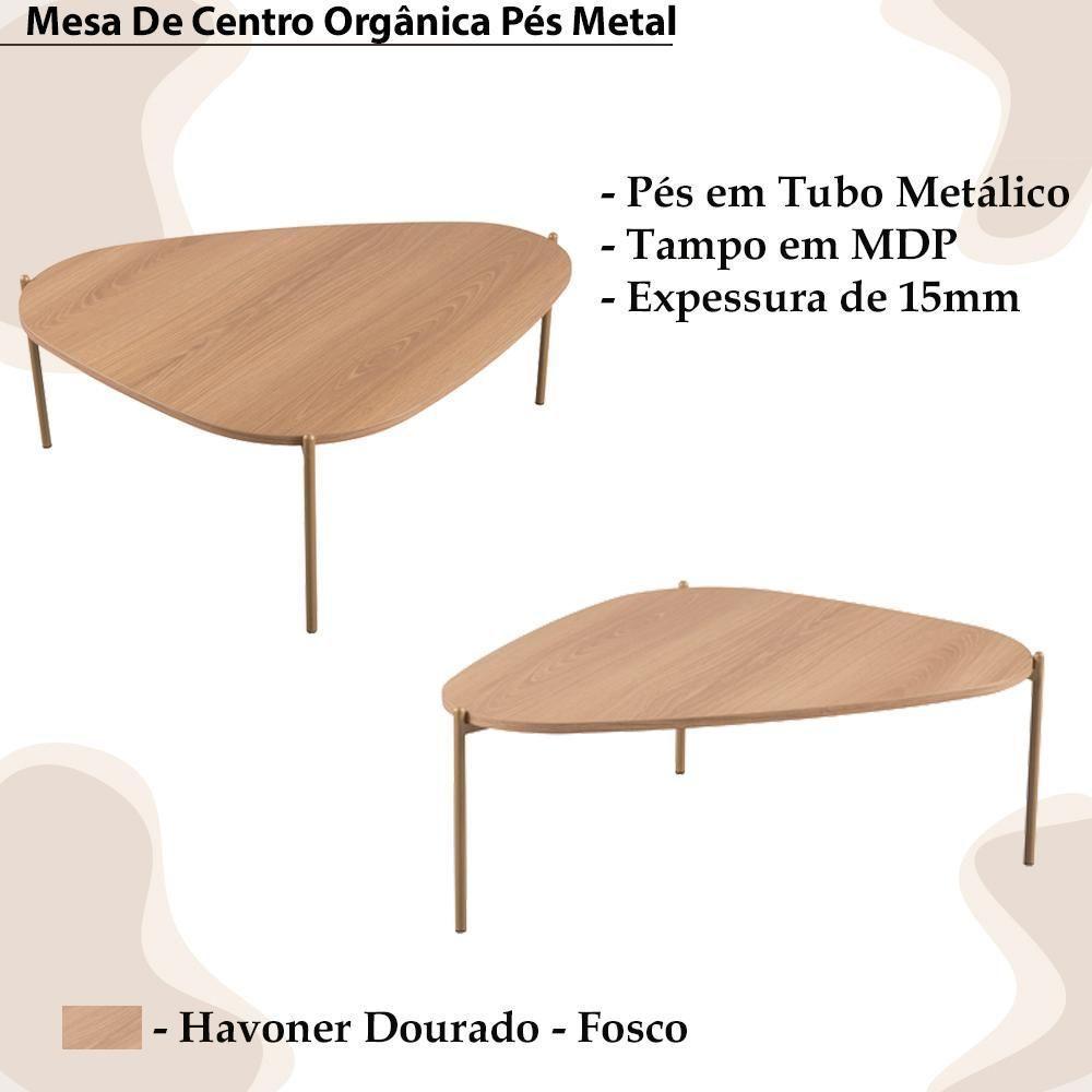 Mesa De Centro Organica Pe Metal Dourado Hanover 28015 Artesano - 6