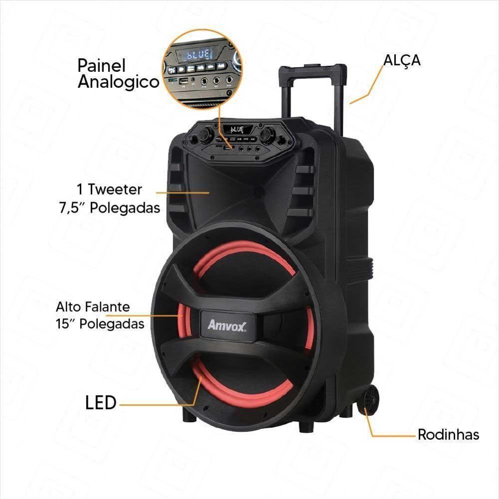 Caixa De Som Amvox Bluetooth ACA 880 Vegas Preto 880W RMS Bivolt - 2