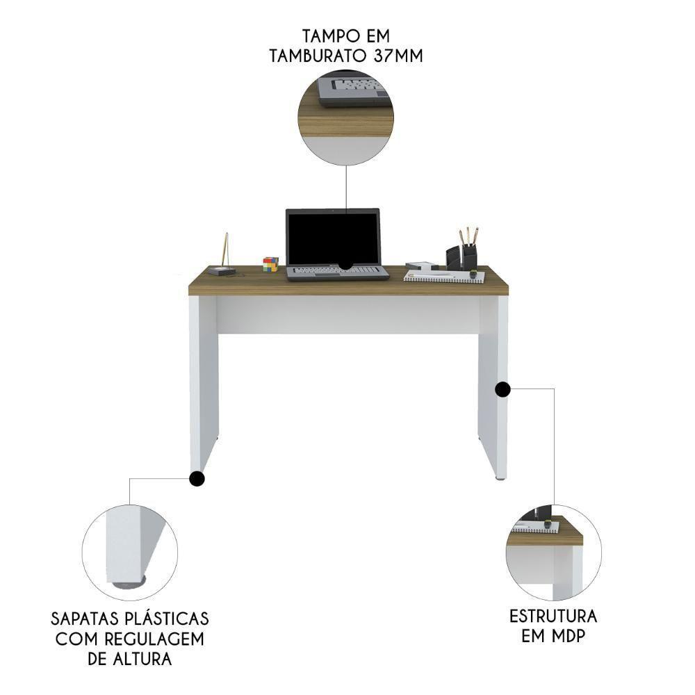 Mesa Para Escritório Home Office 120cm Cisne Olmo/branco A06 -mpozenato - 3