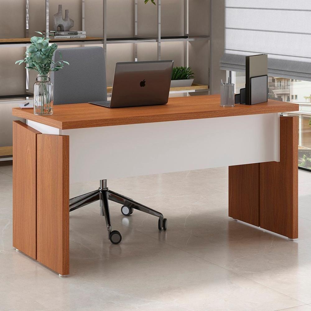 Mesa Para Escritório Home Office 145cm Corp A06 Freijó/branco - Mpozenato - 2