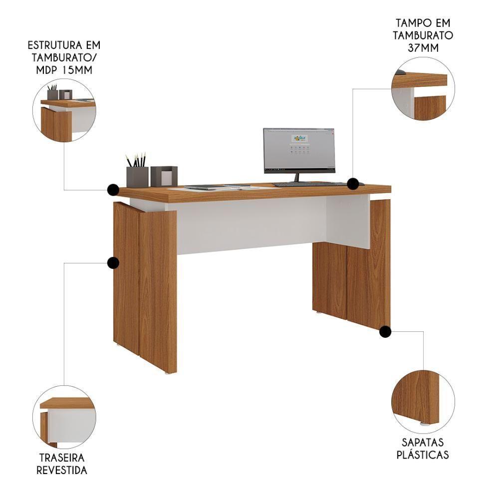 Mesa Para Escritório Home Office 145cm Corp A06 Freijó/branco - Mpozenato - 3