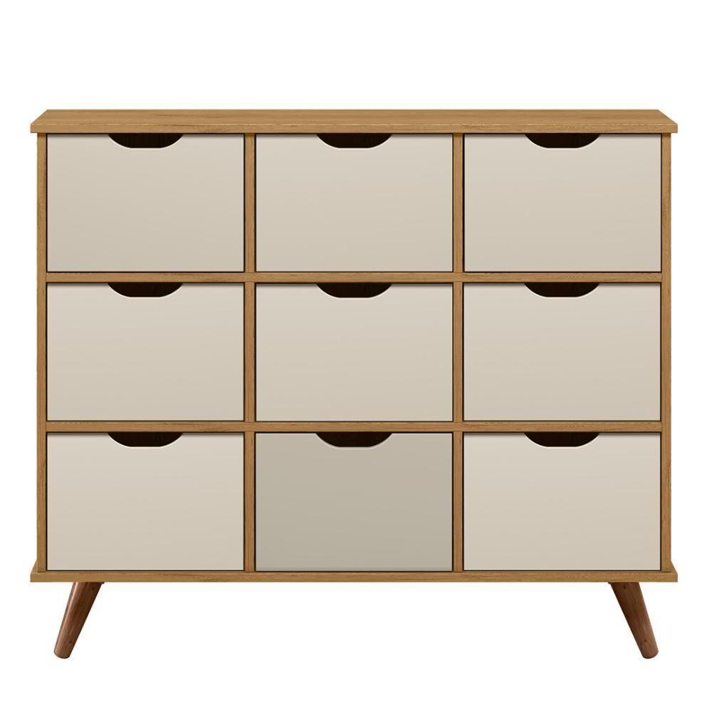 Nicho Organizador Retrô 9 Gavetas Freijó/off White - Qmovi - 1