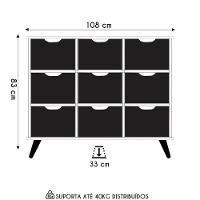 Nicho Organizador Retrô 9 Gavetas Freijó/off White - Qmovi
