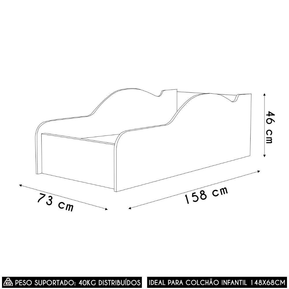 Mini Cama Infantil 148x68cm Personagens Princesa Rosa Z53 - Mpozenato - 4