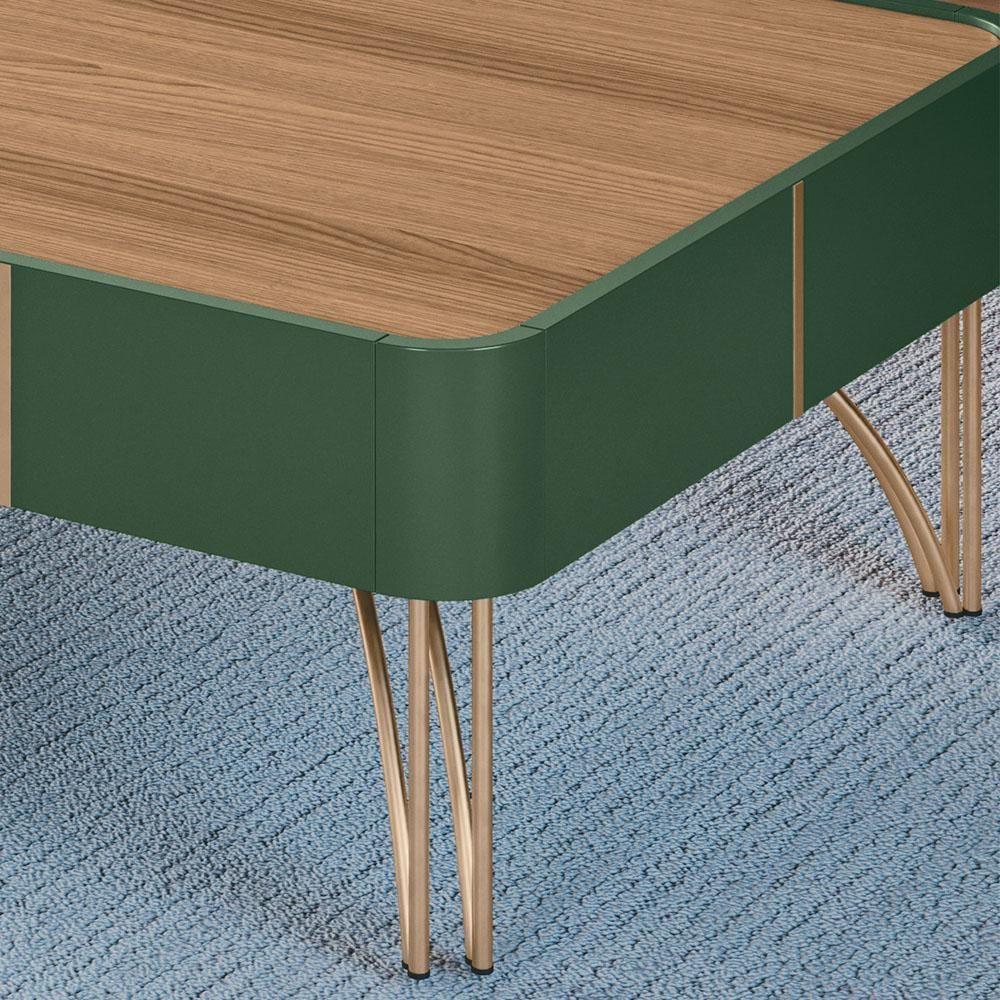 Mesa De Centro Para Sala Pés De Aço Cadenza Pistache/castanho - Hb Móveis - 6