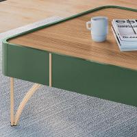 Mesa De Centro Para Sala Pés De Aço Cadenza Pistache/castanho - Hb Móveis - 5