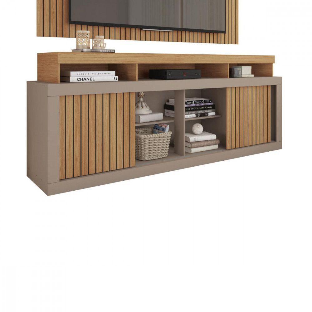 Rack Com Painel Para Tv Até 70 Polegadas New Oscar 1,80m Caemmun Buriti Ripado/ Fendi - 5