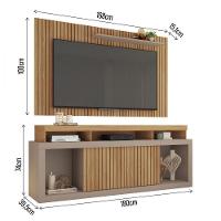 Rack Com Painel Para Tv Até 70 Polegadas New Oscar 1,80m Caemmun Buriti Ripado/ Fendi - 2
