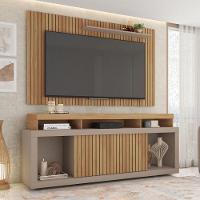 Rack Com Painel Para Tv Até 70 Polegadas New Oscar 1,80m Caemmun Buriti Ripado/ Fendi - 6
