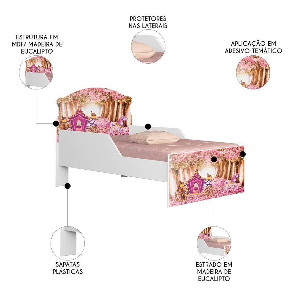 Mini Cama Infantil 148x68cm Proteção Lateral Carruagem Rosa Z53 - Mpozenato - 3