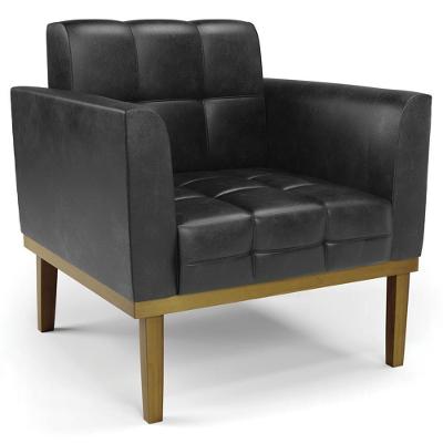 Poltrona Decorativa Ana Sintético Pu Preto Ibiza