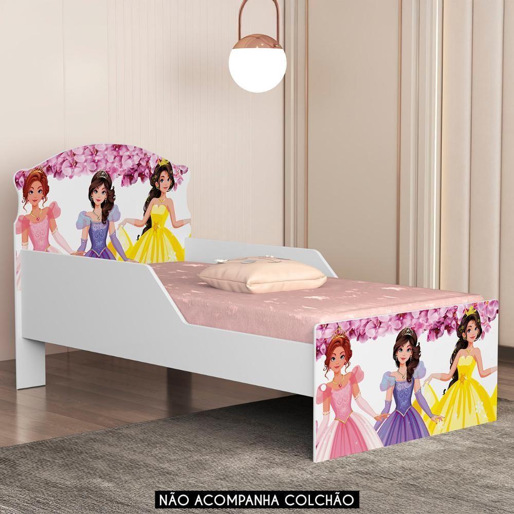 Mini Cama Infantil 148x68cm Proteção Lateral Princesa Rosa Z53 - Mpozenato - 2