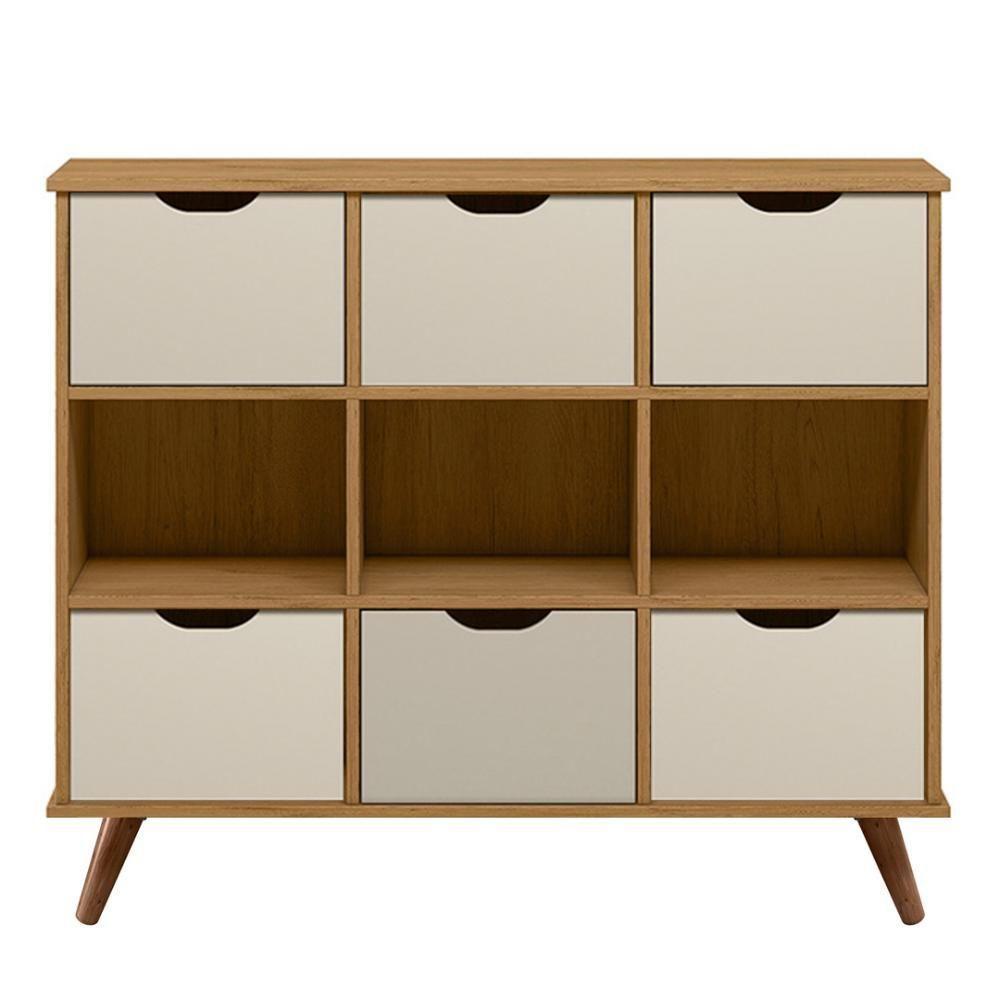 Nicho Organizador Retrô 6 Gavetas Freijó/off White - Qmovi - 1