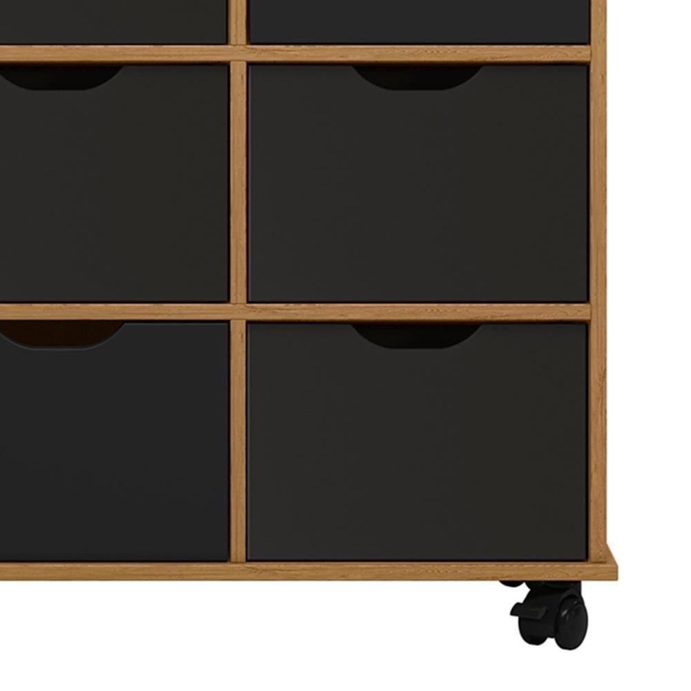 Nicho Organizador 9 Gavetas Com Rodízios Freijó/preto - Qmovi - 6