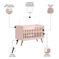 Quarto Infantil 3 Peças Com Berço Q Encanto Retrô Rosa - Qmovi - 5