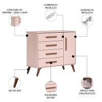 Quarto Infantil 3 Peças Com Berço Q Encanto Retrô Rosa - Qmovi - 6