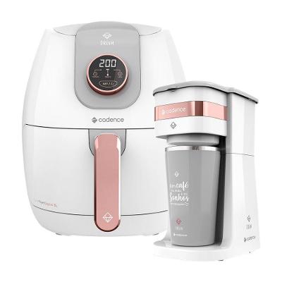 Kit Cadence Dream Rosé Gold Fritadeira sem Óleo 3L e Cafeteira Elétrica 220V Rosê
