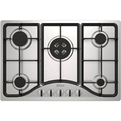 Cooktop a Gás Oster Semiprofissional 5 Bocas Mesa Inox Trempes Ferro Fundido Bivolt