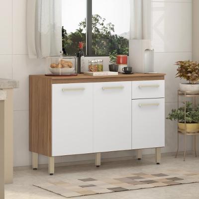 Balcão De Cozinha 3 Portas 1 Gaveta Dama Amendola/branco Demóbile Amendola/branco