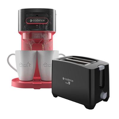 Kit Cafeteira Single Up 300ML 220V com Torradeira Croc 750W 2 Fatias 7 Níveis Cadence