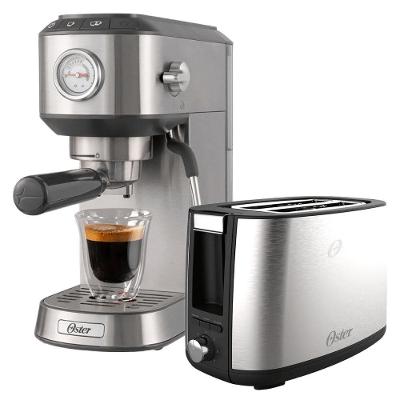 Kit Cafeteira Espresso Compacta Perfect Brew e Torradeira Inox 220V com 15 Bars Oster