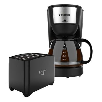 Kit Cafeteira Matinal 1,25L e Torradeira Croc 220V com Filtro Lavável Cadence