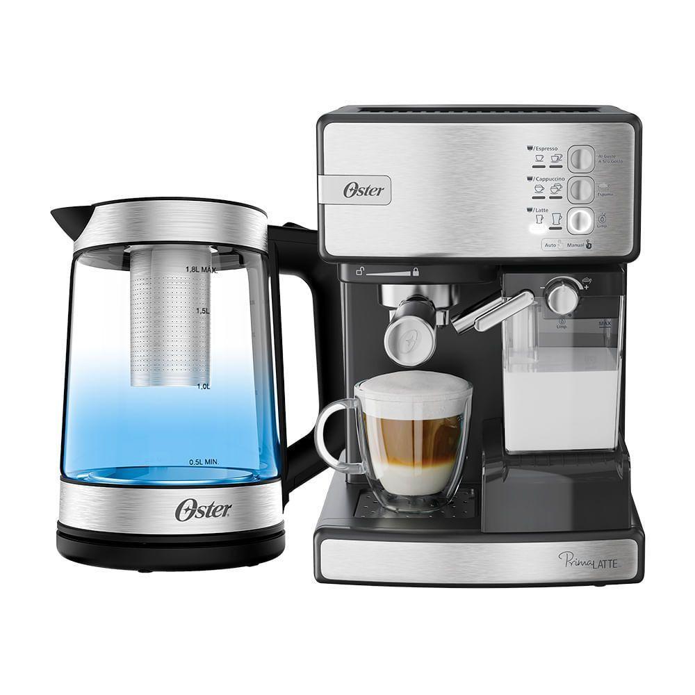 Kit Inox Cafeteira Espresso Nova Primalatte E Chaleira Oster Tea 1,8L 220V - 1