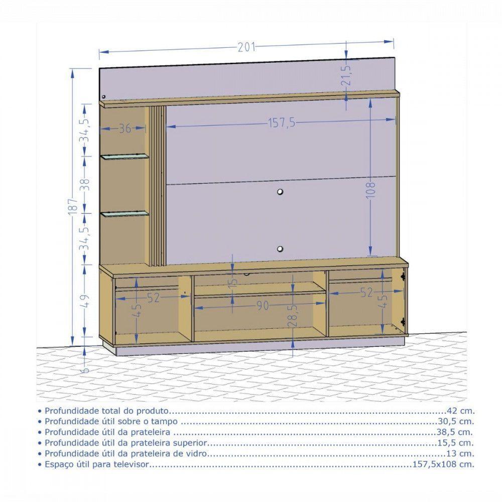 Home Atlanta Para Tv Até 65 Polegadas Cinamomo Com Off White Ripado Bechara - 2